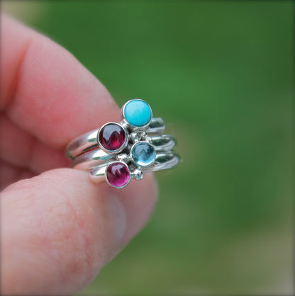 Birthstones Family Ring in Silver