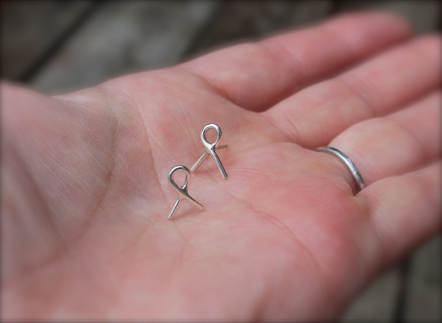 Tiny Ribbon Sterling Silver Stud post Earrings to Show Support Ribbons Cancer survivor ribbon for a cause activist jewelry