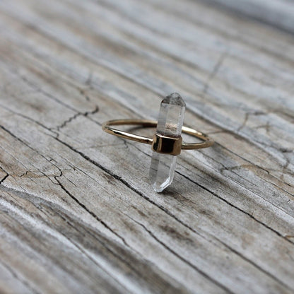 Crystal Point Ring in Sterling Silver Minimalist Raw Stone