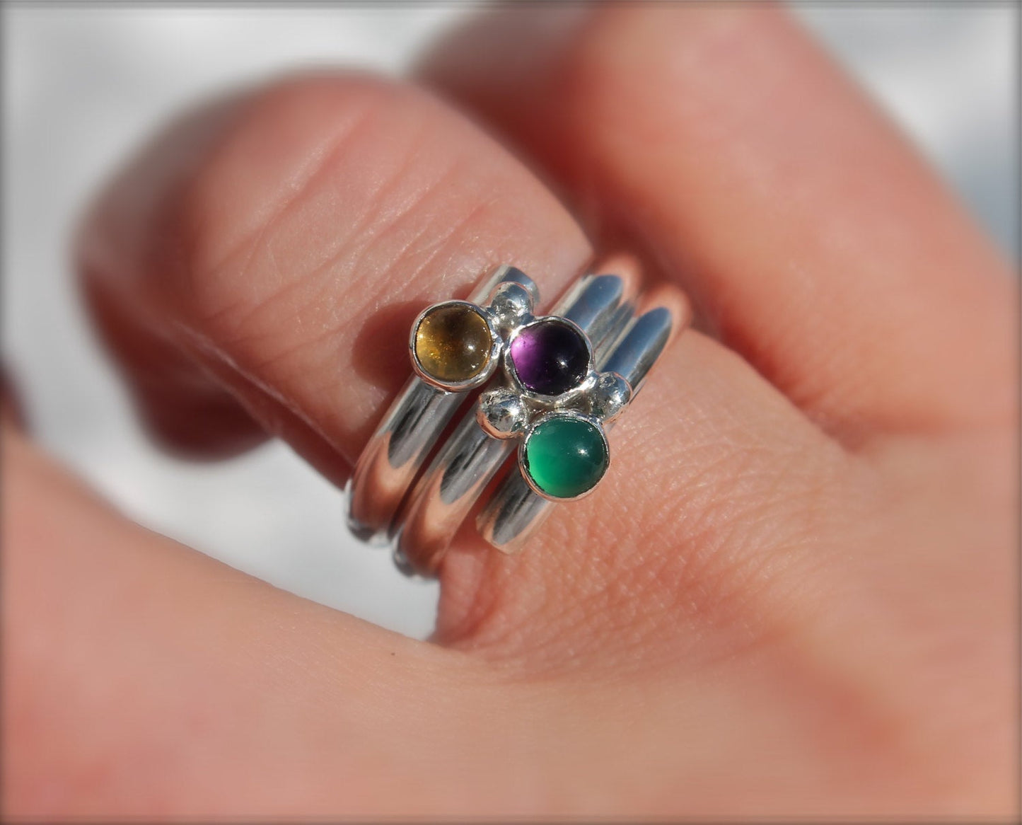 Birthstones Family Ring in Silver
