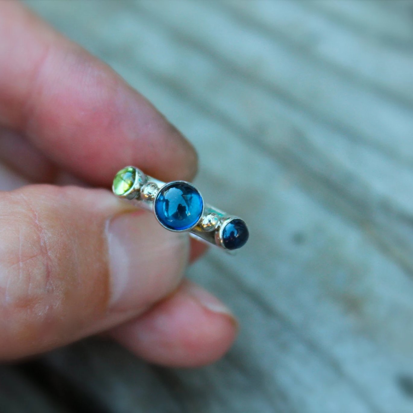 Three Stones Ring Band in Silver