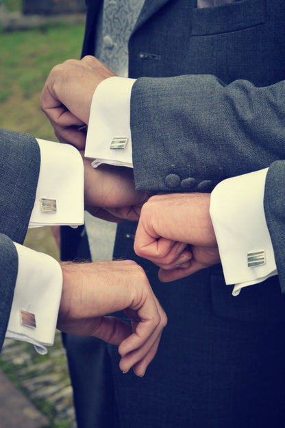 Tire Track Design Cuff Links in Silver