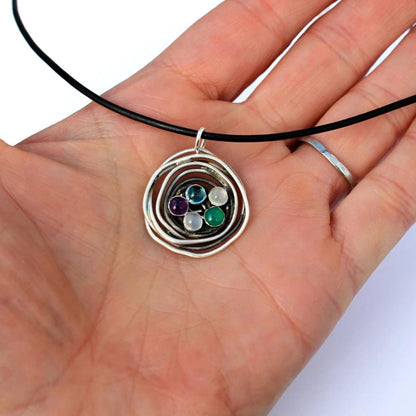 Nest Necklace with Birthstones or Multi Stone