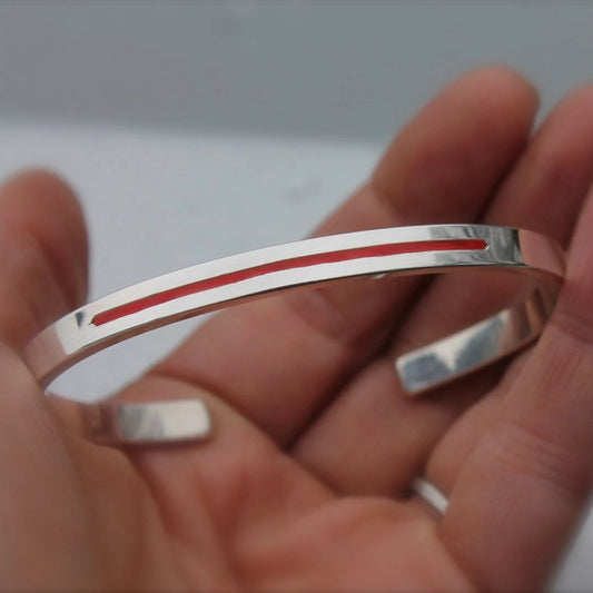 Firefighter Red Line Bracelet in Silver