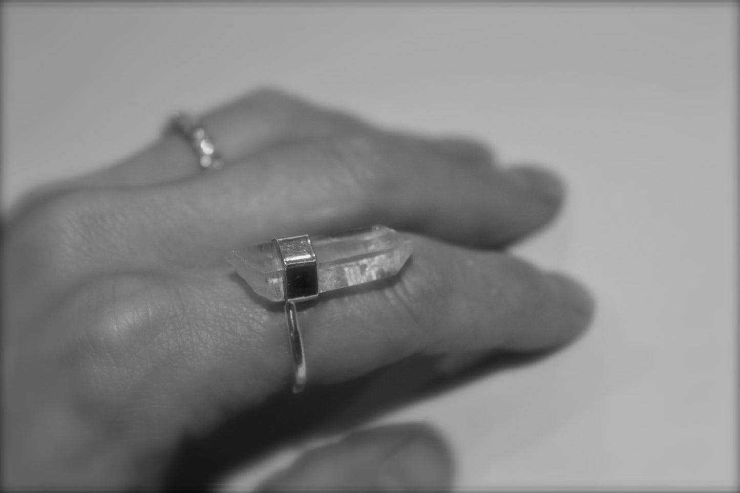 Large Raw Quartz Crystal Point Ring