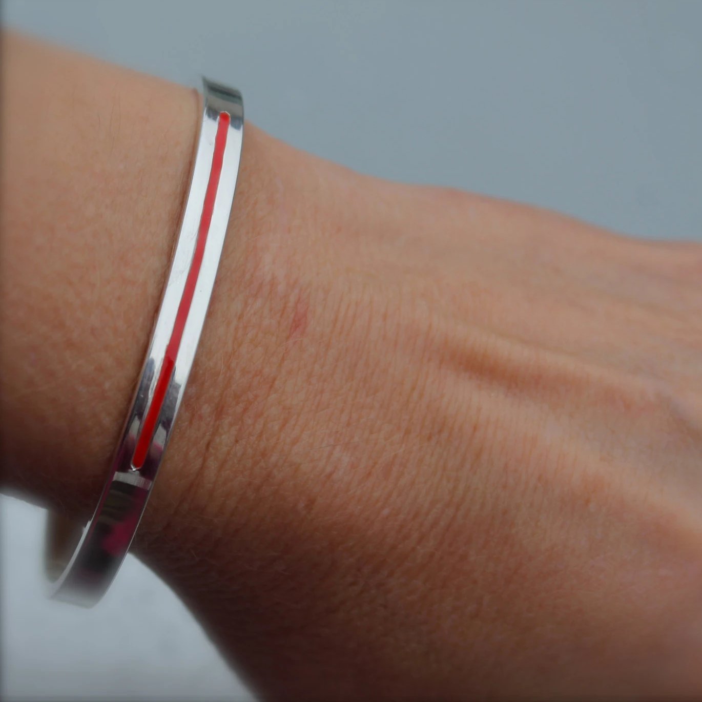 Firefighter Red Line Bracelet in Silver