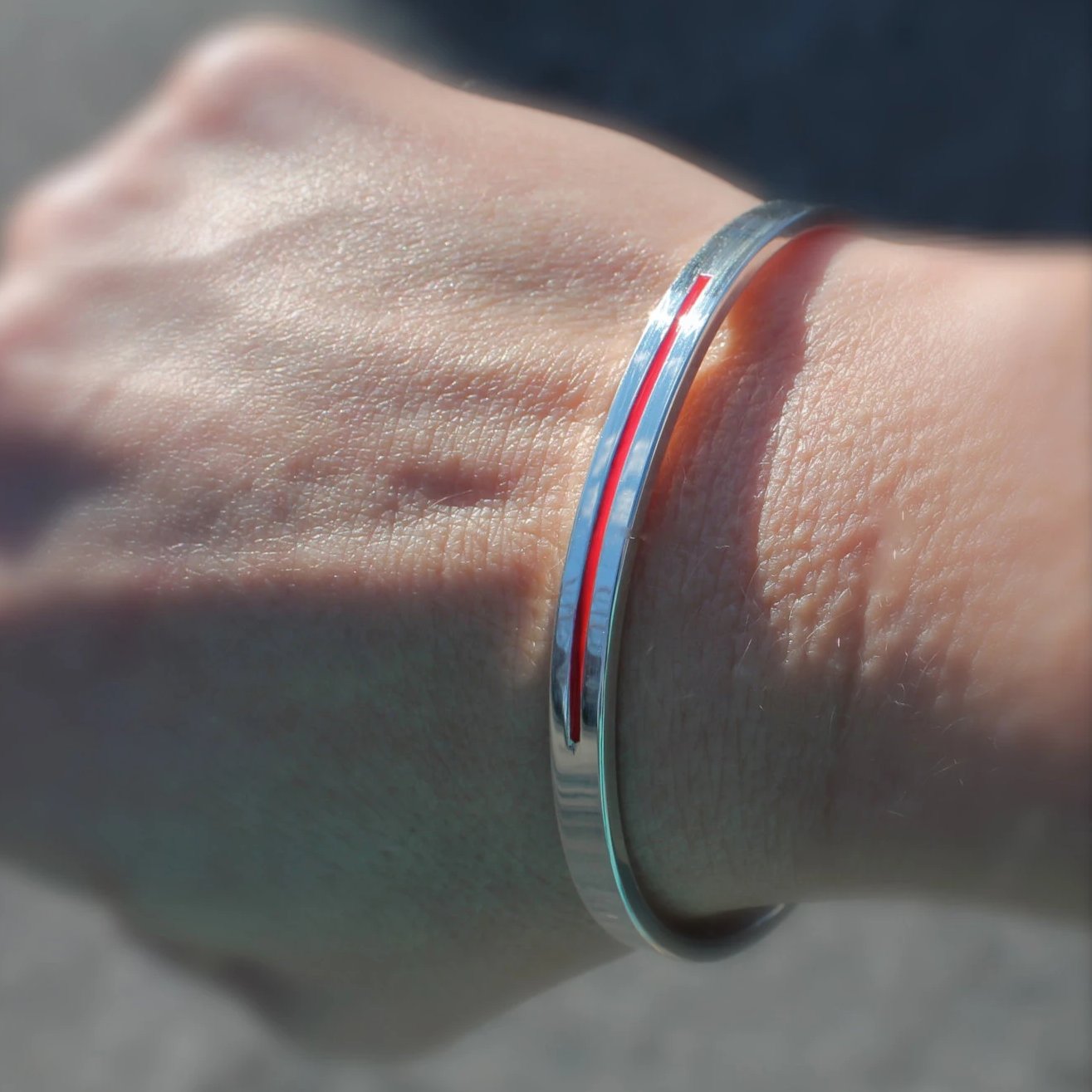 Firefighter Red Line Bracelet in Silver