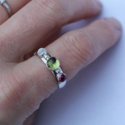 Three Stones Ring Band in Silver