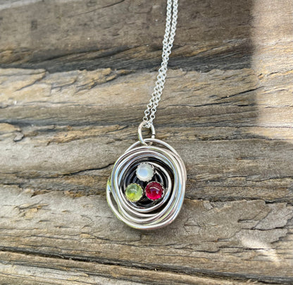 Nest Necklace with Birthstones or Multi Stone