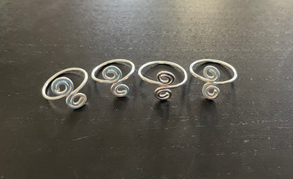 Double Swirl Adjustable Silver Ring