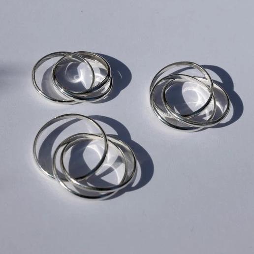 Triple Ring with Hammered Texture in Silver. Roll on Fidget Ring